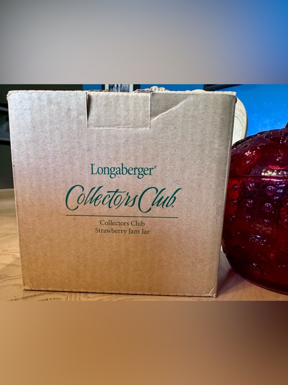 NIB 2005 Longaberger Collectors Club Ruby Red Strawberry Jam Jar - Pristine! - Picture 2 of 8